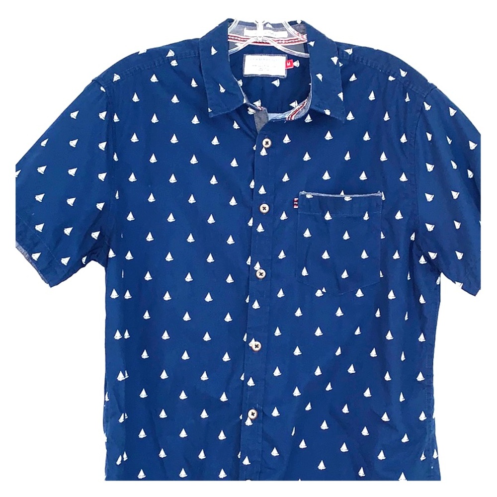 Nautical Blue Short Sleeve Button Down